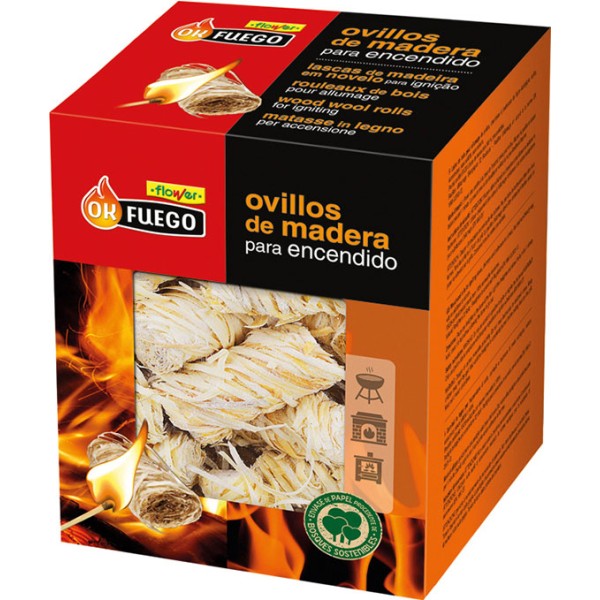 Ovillos de madera para encendido okfuego, 24 uds (pack 2 unidades)